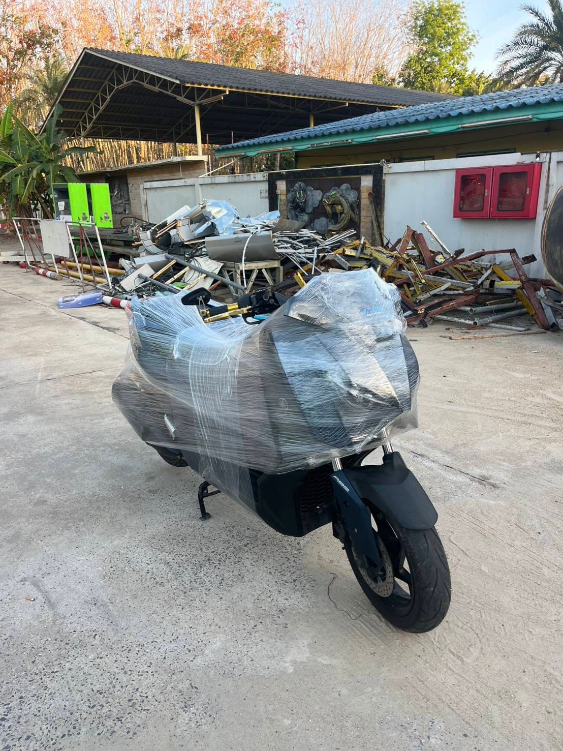 Scooter secured for delivery